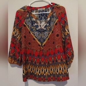 Figueroa & Flower (Anthropologie) Shirt Top Lightweight V-Neck Pullover Size PM